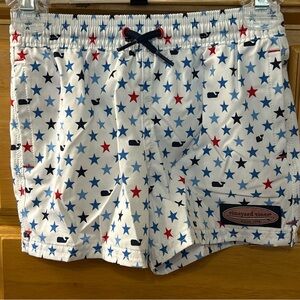 Vineyard Vines Baby Boy’s Red, White & Blue Stars Swim Trunks Size 18-24 Months